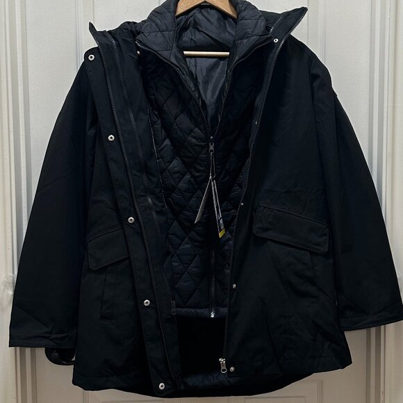 Lands' End Women's 3-in-1 Systems Jacket & Vest Size S Black Water Resistant NEW - Picture 2 of 15